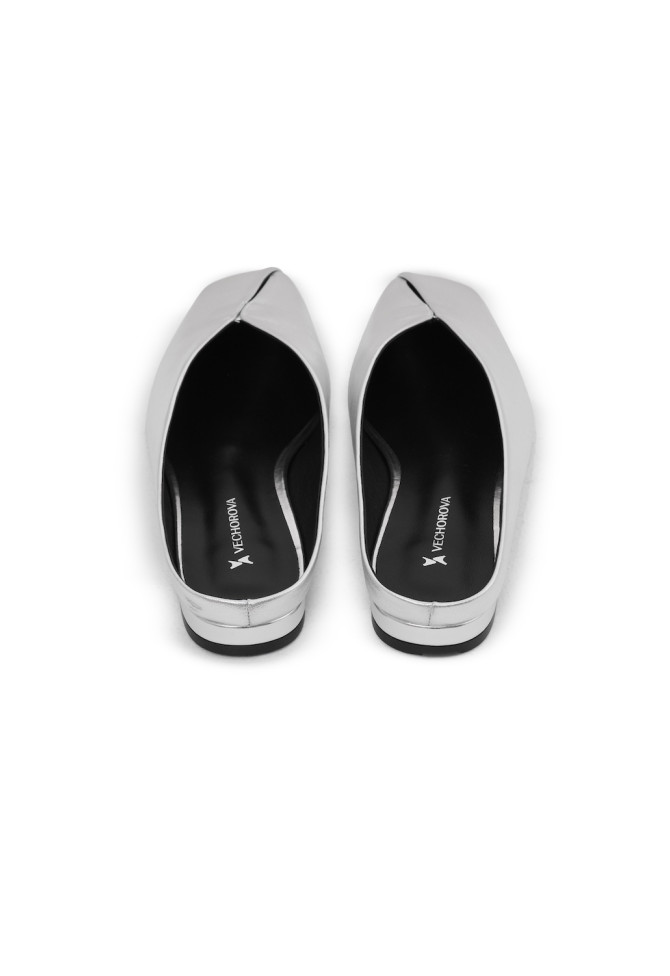 Срібні шкіряні мюлі 4049 VECHOROVA - фото 5