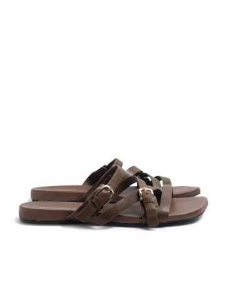 Brown leather flip-flops 4898 VECHOROVA