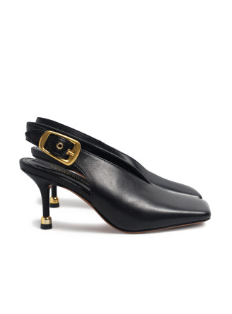 Black leather slingbacks 4914 VECHOROVA