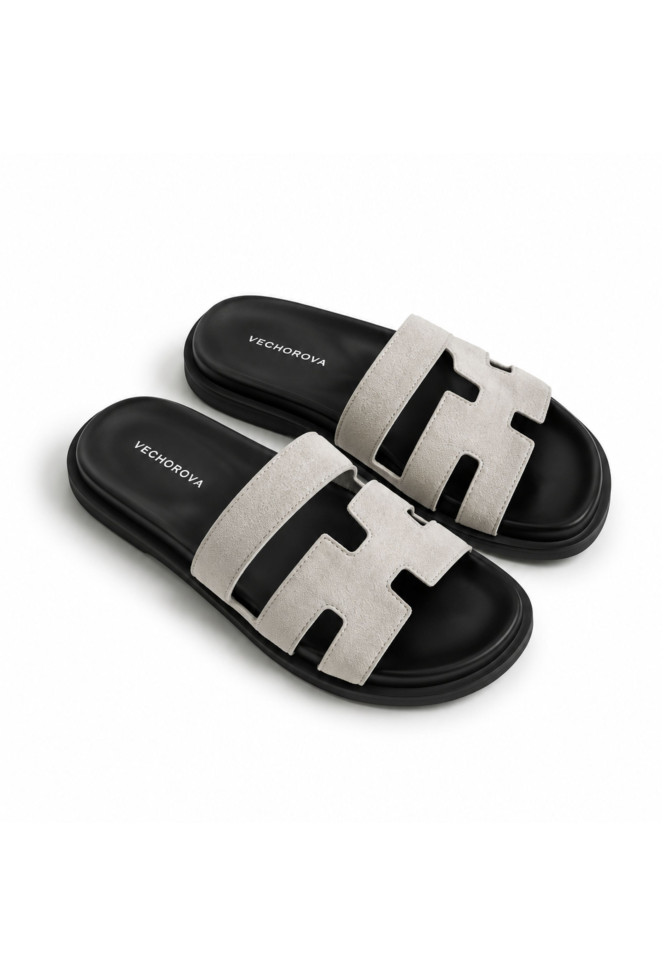 White suede flip-flops 4988 VECHOROVA