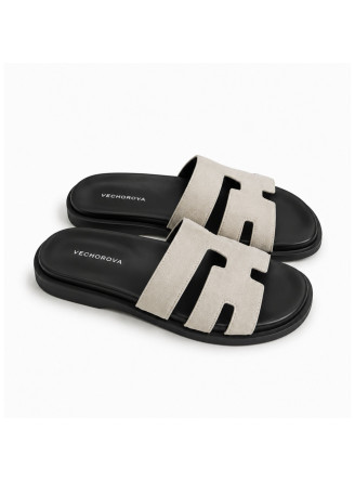 White suede flip-flops 4988 VECHOROVA