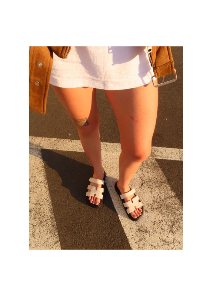 White suede flip-flops 4988 VECHOROVA - photo 3