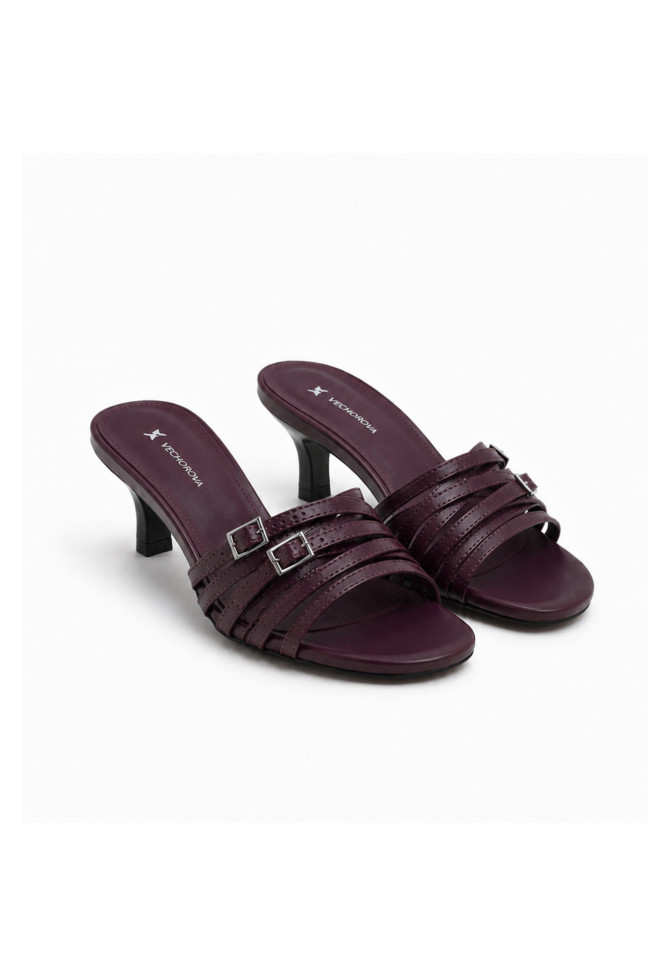 Burgundy leather mules 5027 VECHOROVA