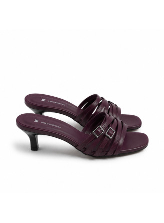 Burgundy leather mules 5027 VECHOROVA