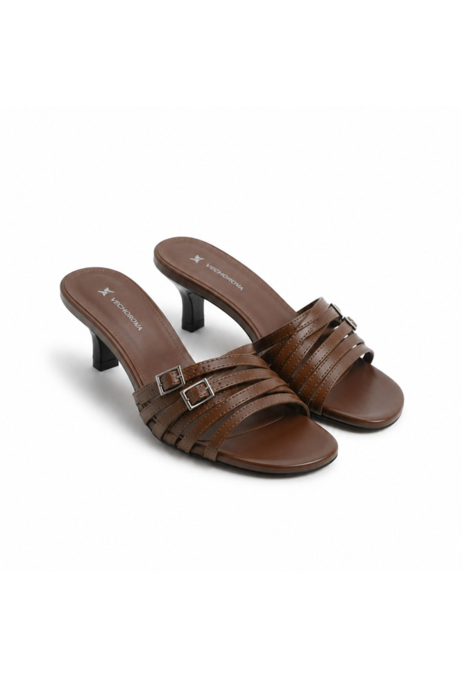 Brown leather mules 5028 VECHOROVA